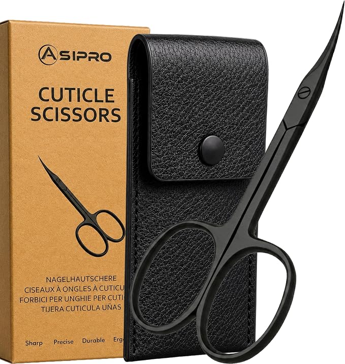 Cuticle Scissors Extra Fine Curved with Case Manicure Scissors for Women & Men Gifts Tijeras para Cuticula Profesional Nail Scissors Stainless Steel Sharp Cuticle Scissors for Nails
