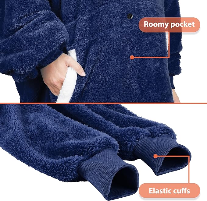 Catalonia Oversized Blanket Hoodie Sweatshirt, Wearable Sherpa Lounging Pullover for Adults Women Men