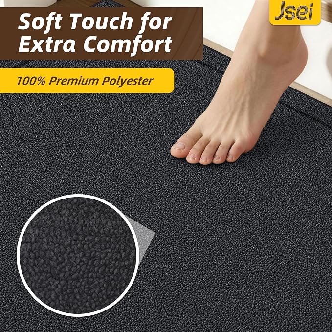 JSEI Non-Slip Stair Landing Rug Mat, 1-Pack 30" X 30", Dark Grey | Edging Stair Treads Corner Indoor Stair Runners for Wooden Steps for Kids and Dogs, 100% Polyester, TPE Backing