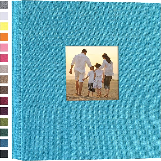 potricher Linen Hardcover Photo Album 4x6 1000 Photos Large Capacity for Family Wedding Anniversary Baby Vacation (Blue, 1000 Pockets)