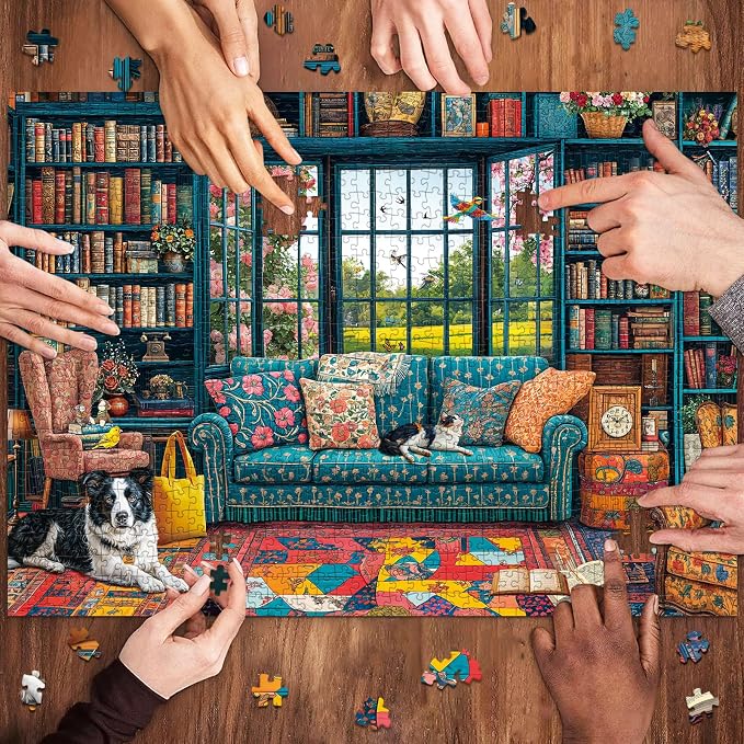 Puzzles for Adults 1000 Pieces,Cozy Study Jigsaw Puzzle with 1:1 HD Poster, Perfect Interlocking No Dust, Stress Relief Ideal Gift for Family Games