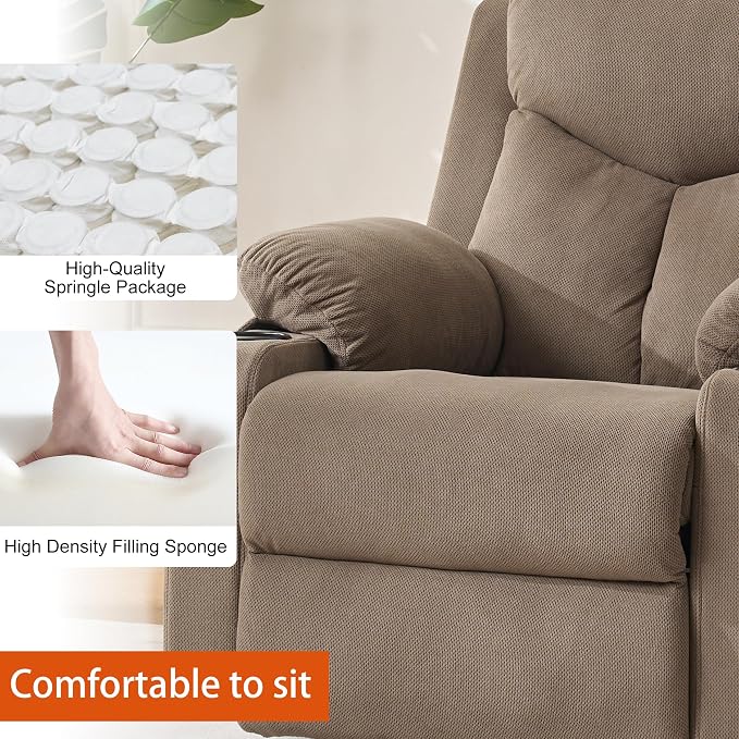 Ketaiyou Electric Power Lift Recliner Chair Sofa with Massage and Heat for Elderly, USB and Type-C Ports, Cup Holders, Infinite Position (Coffee 2, Regular)