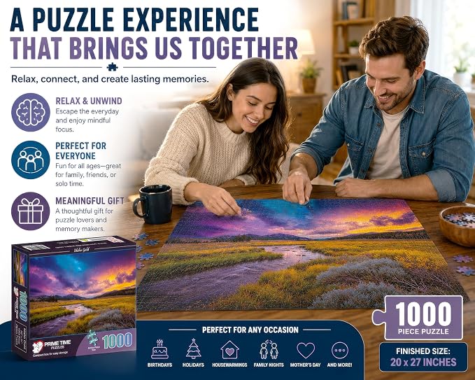 Adult Jigsaw Puzzle 1000 Piece Idaho Gold | Nature landscape design, 20x27 inches. Challenging build Great for game nights on a table, puzzleboard, or floor.