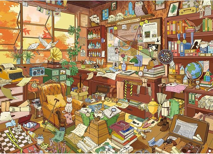 1000 Piece Jigsaw Puzzles for Adults,Detective Agency Puzzle with 1:1 HD Poster,Precise Interlocking,Letter Markings on Back,Dust-Free, Stress Relief & Ideal Family Game Gift