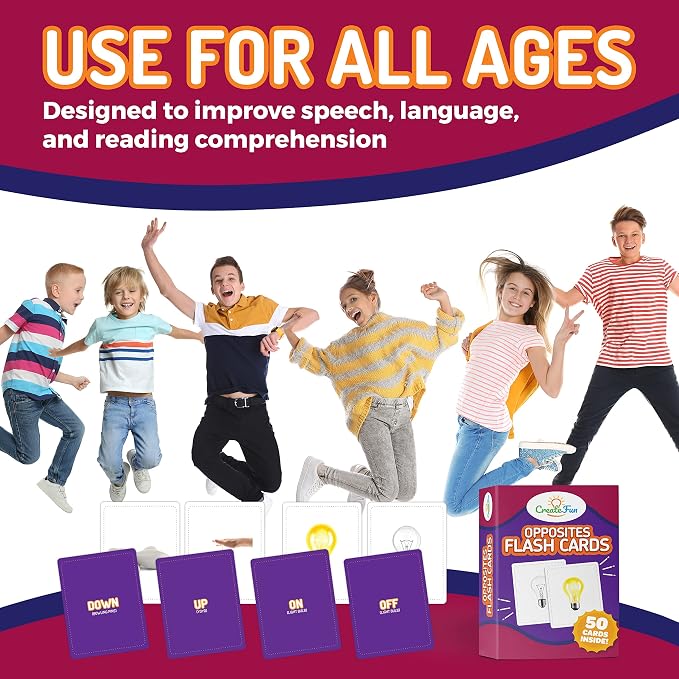 Opposites Flash Cards for Kids & Adults – 50 Realistic Matching Picture Cards for Speech Therapy, Dementia Activities, ESL, Autism Learning, Memory & Language Development, Classroom & Home Use