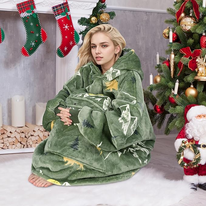 Catalonia Oversized Blanket Hoodie Sweatshirt, Wearable Sherpa Lounging Pullover for Adults Women Men