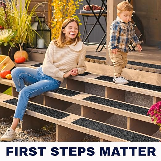 Outdoor Stair Treads Non Slip – 30" x 6" – 12-Pack Waterproof 80-Grit Grip Strips for Wooden Steps – Anti Slip & Anti Skid Step Treads – by STEPCORE