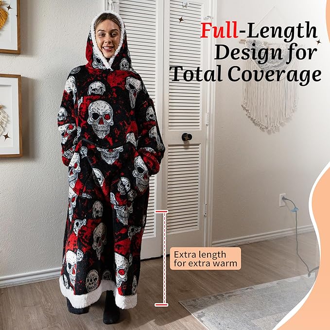 Blanket Hoodie, Long Hooded Blanket Sweatshirt as Birthday Gifts for Women Men, Long Wearable Blanket for Women Men.