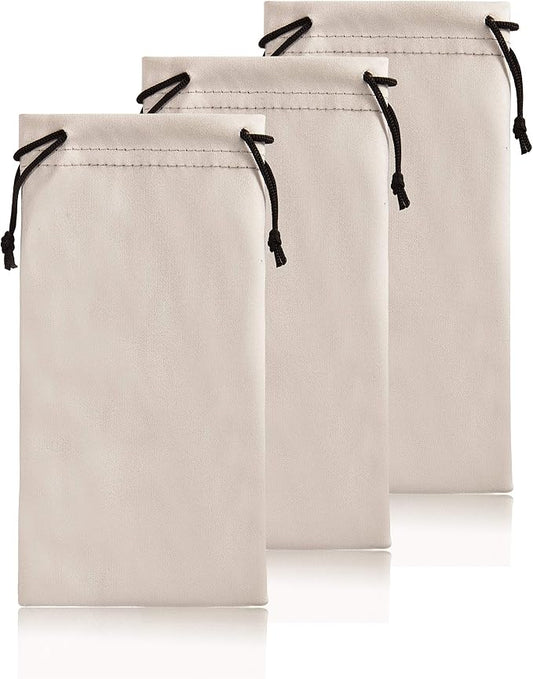 TRIUMPH VISION Glasses Case Soft Eyeglass Case Sunglass Pouch Cloth 3 Pack | Thick Microfiber Pouch Drawstring Pouch Eye Glass Bag Sunglasses Sleeve Storage, Lens Protection Cover,Cleaning Lens Screen