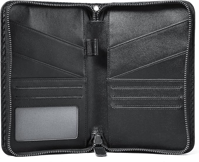 Polare Full Grain Leather Passport Holder Cover Case for Men and Women RFID Blocking Family Travel Wallet Holds 6 Passports (Carbon Black)