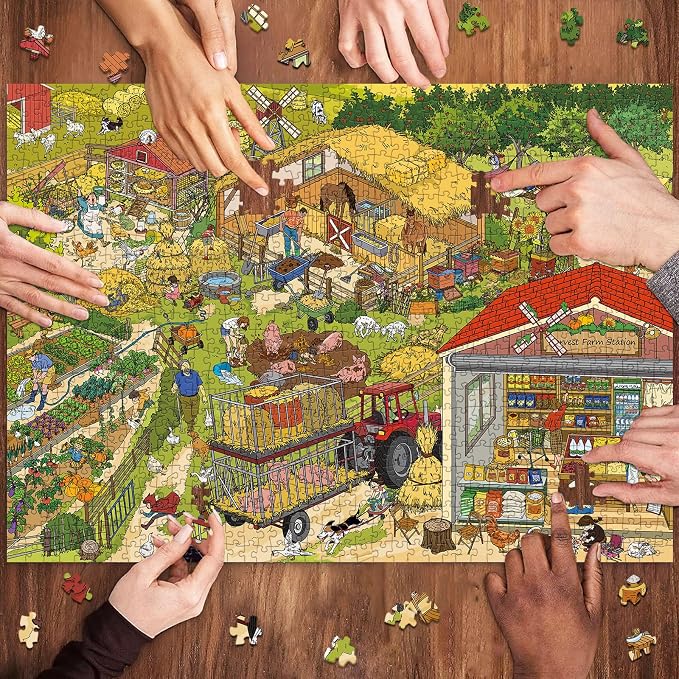 1000 Piece Jigsaw Puzzles for Adults, Harvest Farm Puzzle with 1:1 HD Poster, Precise Interlocking, Letter Markings on Back, Dust-Free, Stress Relief & Ideal Family Game Gift