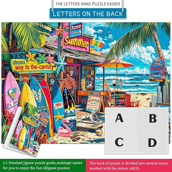 Puzzles for Adults 1000 Pieces,Coast Grocery Jigsaw Puzzle with 1:1 HD Poster, Perfect Interlocking No Dust, Stress Relief Ideal Gift for Family Games