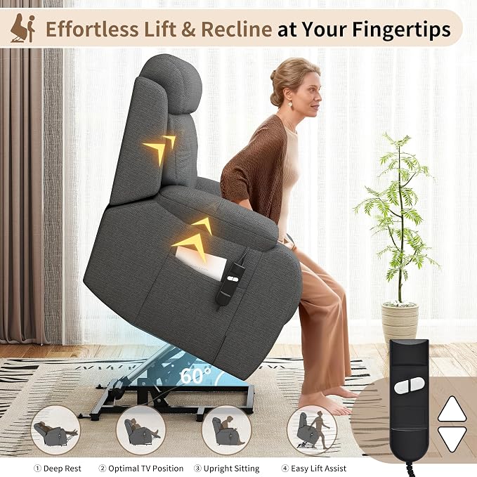 Power Lift Recliner Chair for Elderly with Remote Control - Heavy Duty 330 lbs Snowflake Velvet Fabric, Compact Electric Lift Chair for Seniors Small Spaces Living Room Bedroom