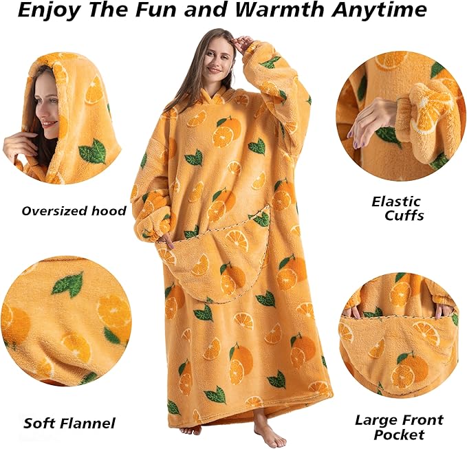Blanket Hoodie, Long Hooded Blanket Sweatshirt as Birthday Gifts for Women Men, Long Wearable Blanket for Women Men.