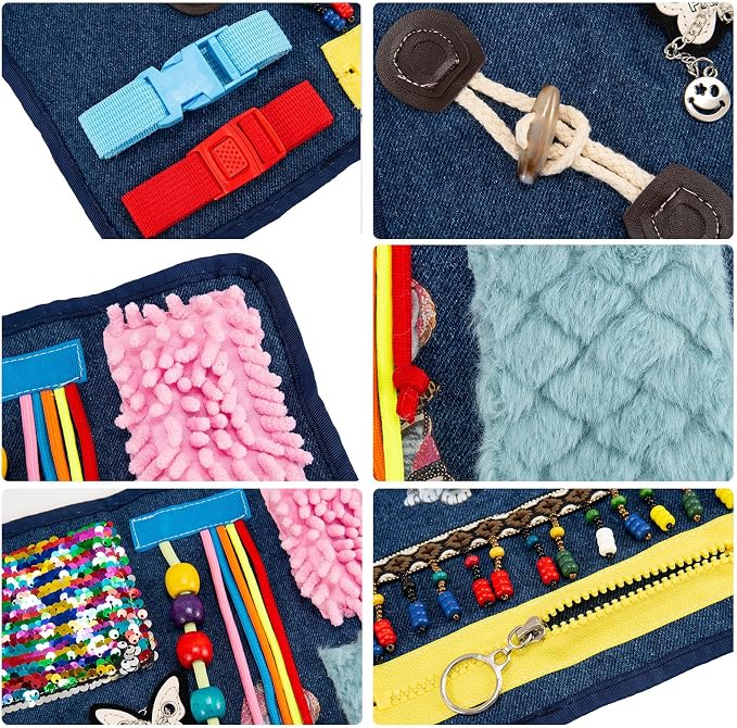 Fidget Blanket for Elderly & Dementia Patients, Sensory Motor Aid Blanket for Memory Loss Seniors, Calming Fidget Products for Alzheimer, Anxiety Relief & Restlessness Reducing Comfort Blanket