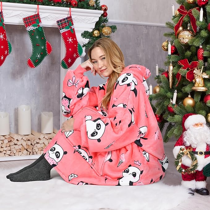 Catalonia Oversized Blanket Hoodie Sweatshirt, Wearable Sherpa Lounging Pullover for Adults Women Men