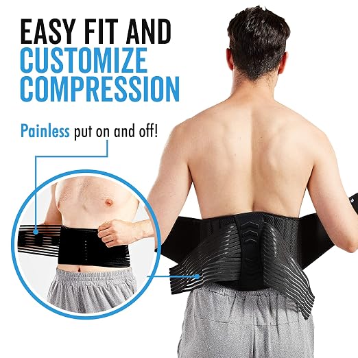 Bodyprox Lumbar Support Back Brace for Men and Women (Plus Size 50" - 70")