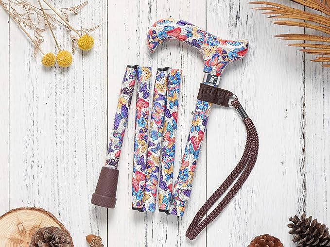 [Combo] Merry Sticks Lightweight Foldable Walking Canes for Women and Men, Adjustable & Collapsible Walking Stick for Seniors, Includes A Cane Bag & A Smart Reflective Cane Holder