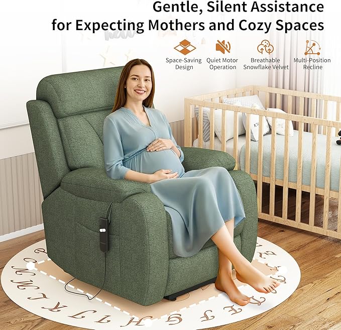Power Lift Recliner Chair for Elderly with Remote Control - Heavy Duty 330 lbs Snowflake Velvet Fabric, Compact Electric Lift Chair for Seniors Small Spaces Living Room Bedroom