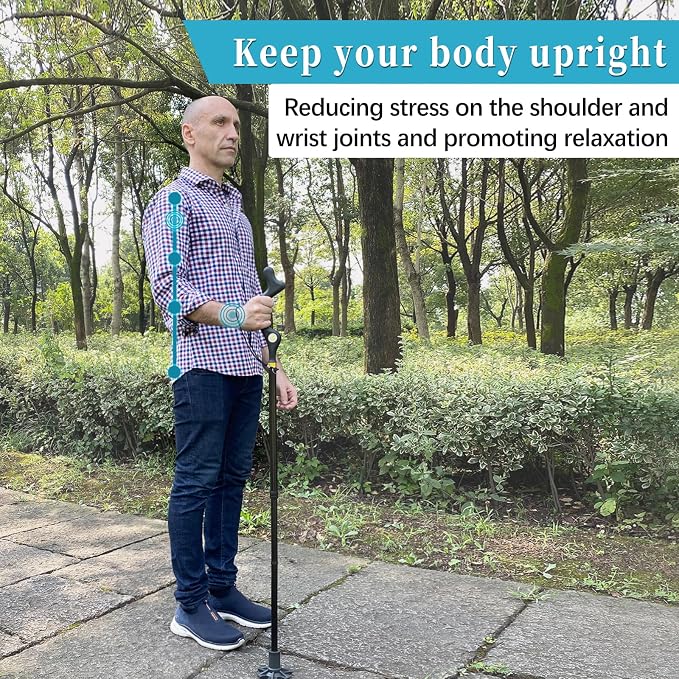 Walking Cane Foldable for Men & Women Seniors for Balance,Self Standing Folding,Height Adjustable Anti-Slip Lightweight Alloy Walking Stick for Travel Mobility Aid