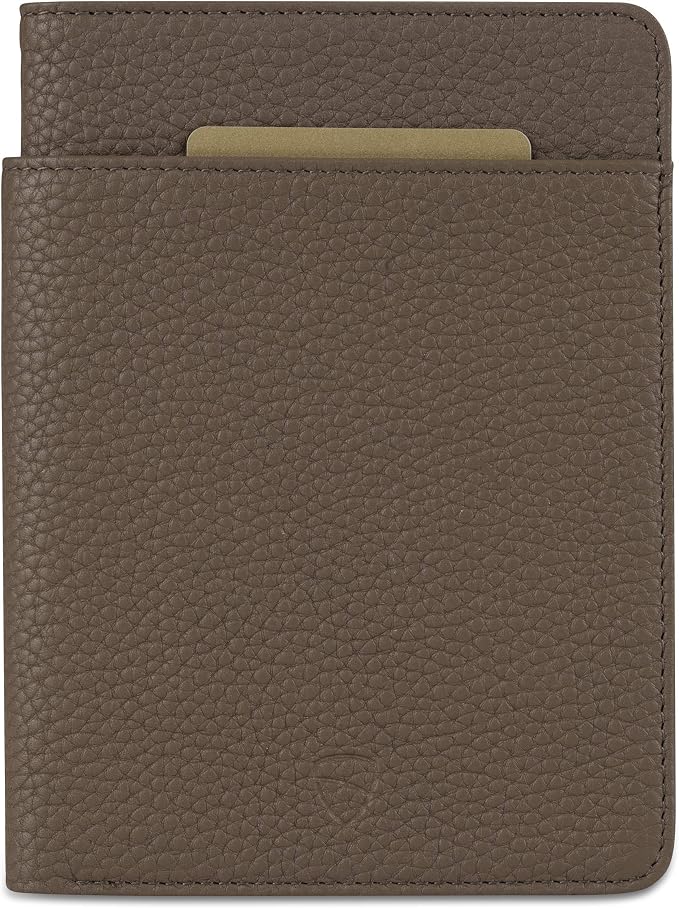 Vaultskin KENSINGTON Passport Holder for Travel, RFID Wallet (Matt Brown) | Slim genuine leather book cover, small case for men and women, inner sleeve, cards, cash, scan blocking protection, gift box