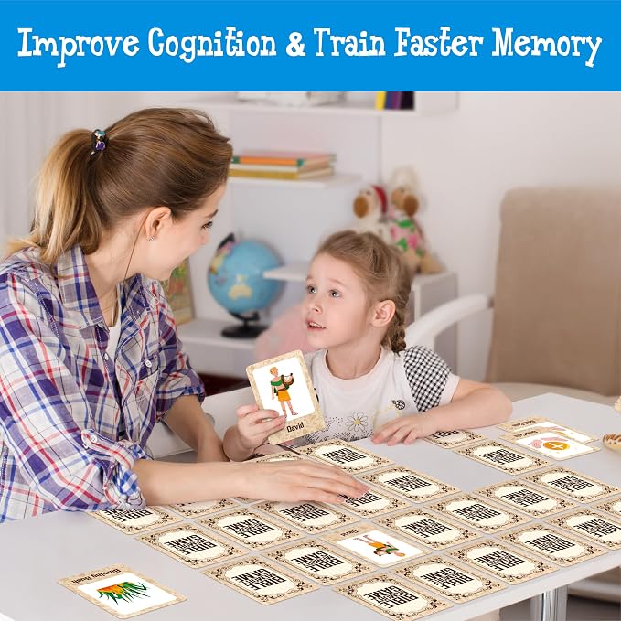 Hebayy Bible-Themed Matching Game, 80 PCS Bible Concentration Memory Cards for Christian 40 Pairs Biblical Character Cards Educational Toys for Kids, Adults