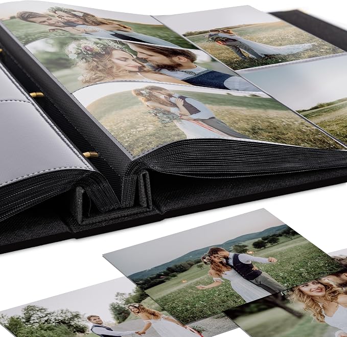 Beautiful Linen Photo Album For 4x6 Photos - Safely Holds Up To 500 Pictures of Unique Memories - The Perfect Large Photo Book To Store All Pictures of Treasured Family, Baby or Wedding Moments