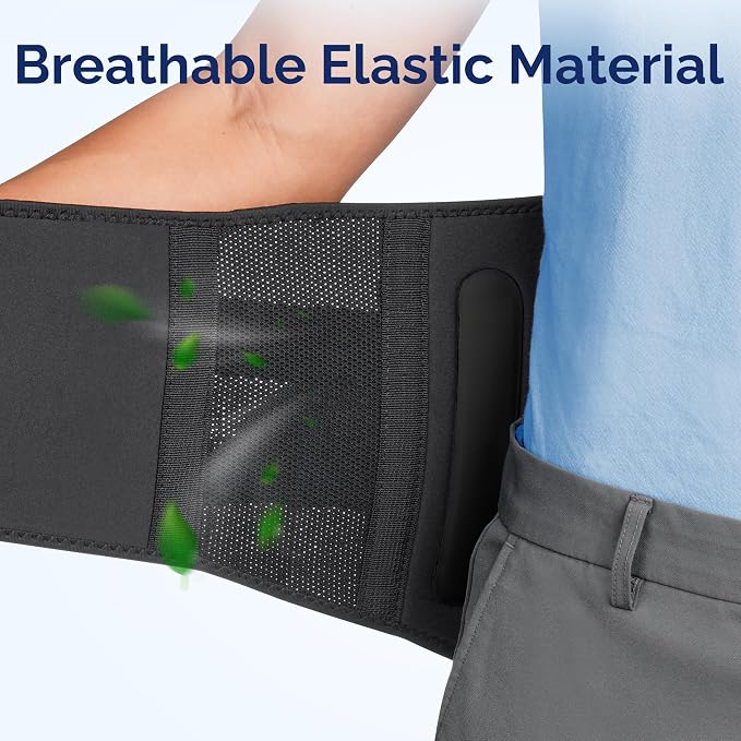 FEATOL Lower Back Brace with 5 Reinforced Stays for Women and Men, Adjustable Snug-Fit Lumbar Support Belt for Work, Size XXL, Waist 44.1-48.4 in, Grey