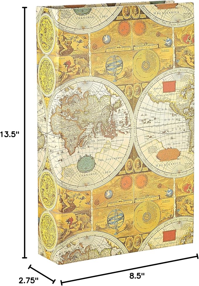 3-Ring Photo Album 504 Pockets Hold 4x6 Photos, Ancient World Map Design