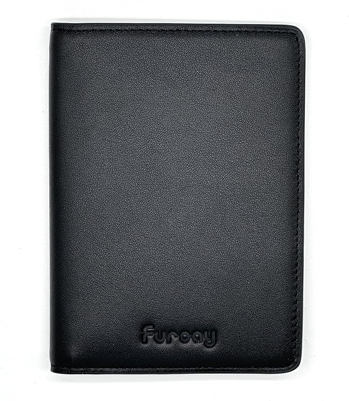 Slim Nappa Leather RFID Blocking Passport Cover (Black/Gray) | Genuine Leather Passport Holder for Men and Women