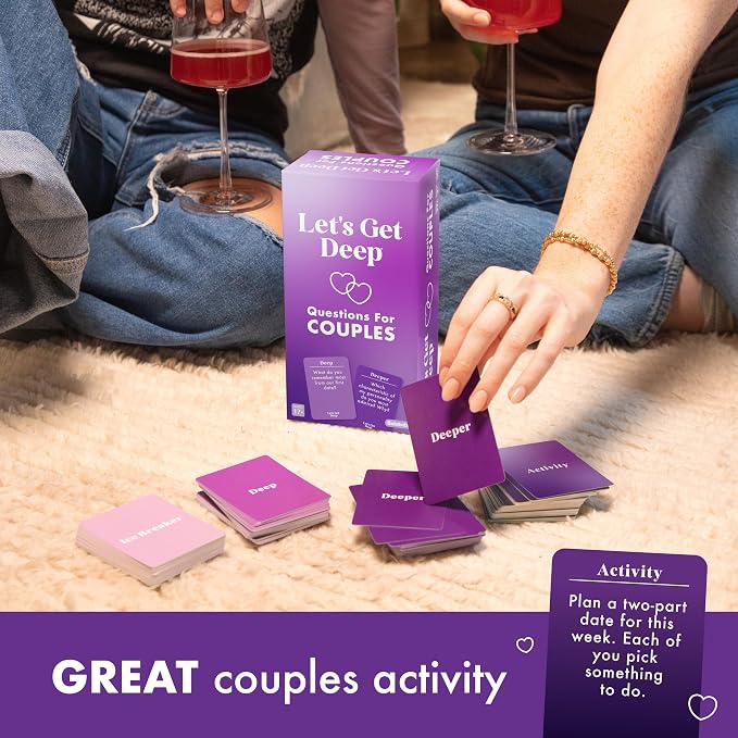Let's Get Deep by Relatable, A Question Card Game for Couples, Great for Date Night Ideas, Couples Gifts, Wedding Gifts, and Long Distance Relationship Gifts, Includes 200 Cards to Build Up Intimacy