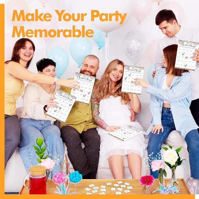 Bridal Shower Game Set, 4 Fun Games & Activities - Bingo Game/Would She Rather/He Said, She Said/Guess The Word for 30 Guests, All-in-one Set Wedding Party Supplies