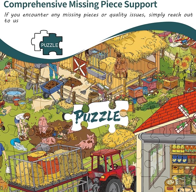 1000 Piece Jigsaw Puzzles for Adults, Harvest Farm Puzzle with 1:1 HD Poster, Precise Interlocking, Letter Markings on Back, Dust-Free, Stress Relief & Ideal Family Game Gift