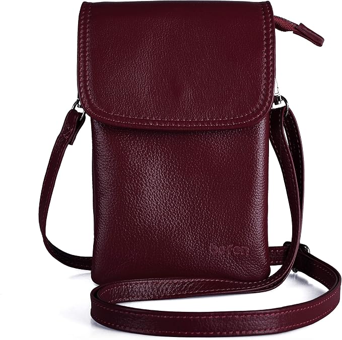 befen Genuine Leather Small Crossbody Bags for Women Cell Phone Travel Bag | Soft Real Leather, Adjustable Shoulder Strap, Card Slots, Compact Size, Daily Travel Shopping Outing Use, Phone Purse