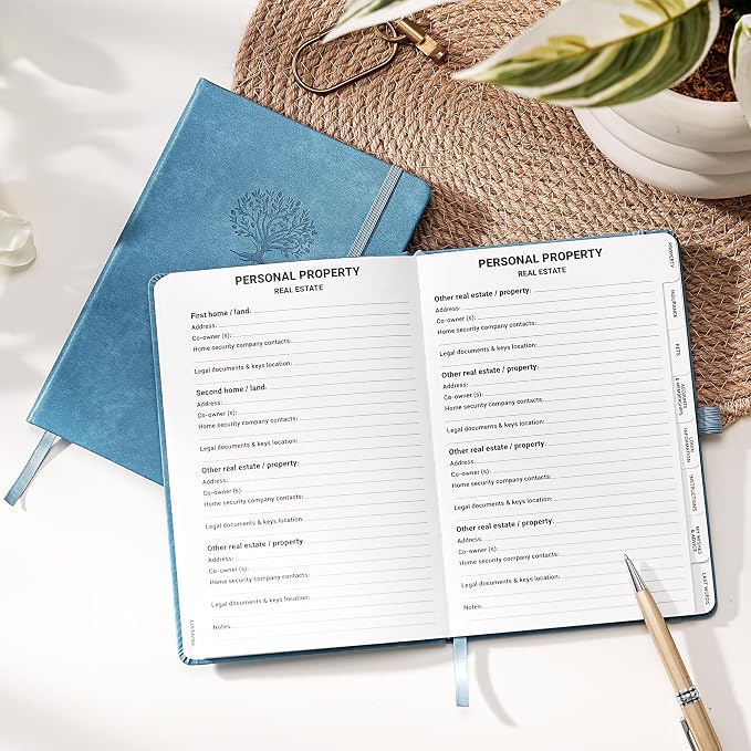 End of Life Planner - Estate Organizer & Final Arrangements Book, 8.5"x6.4" | I'm Dead Now What? All-in-One Guide to Ease the Burden for Your Family. Includes Large Print, Inner Pocket & Pen Loop,