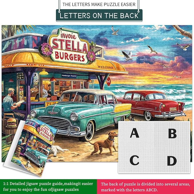 Puzzles for Adults 1000 Pieces,Seaview Campground Jigsaw Puzzle with 1:1 HD Poster, Perfect Interlocking No Dust, Stress Relief Ideal Gift for Family Games