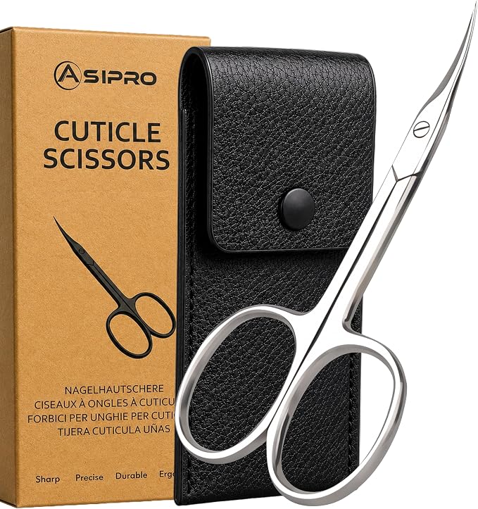 Cuticle Scissors Extra Fine Curved with Case Manicure Scissors for Women & Men Gifts Tijeras para Cuticula Profesional Nail Scissors Stainless Steel Sharp Cuticle Scissors for Nails