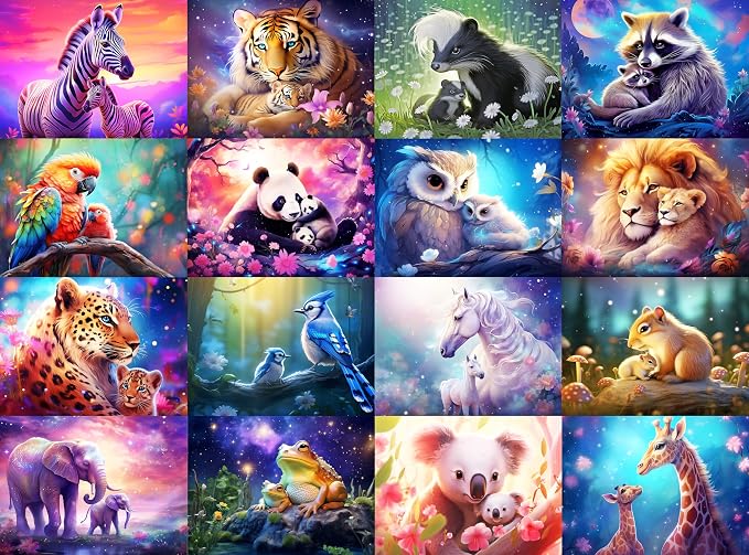 Adult Jigsaw Puzzle 1000 Piece Fantasy Animals | Features colorful birds, animals, and babies in nature. Great for game nights on a table, puzzleboard, or floor.