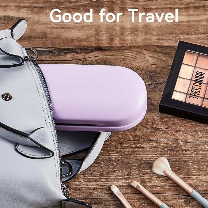 Muf 2 in 1 Contact Lens Case and Glasses Case, Double Sided Design with Mirror, Portable Travel Kit with Tweezer, Remover and Solution Bottle, Purple