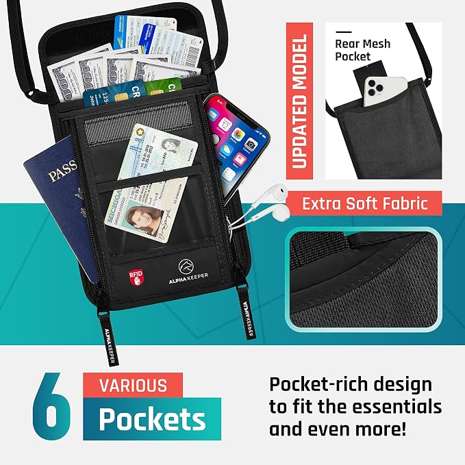 Neck Wallet, Travel Pouch For Passport Holder And Documents, Travel Neck Wallet For Traveling Women