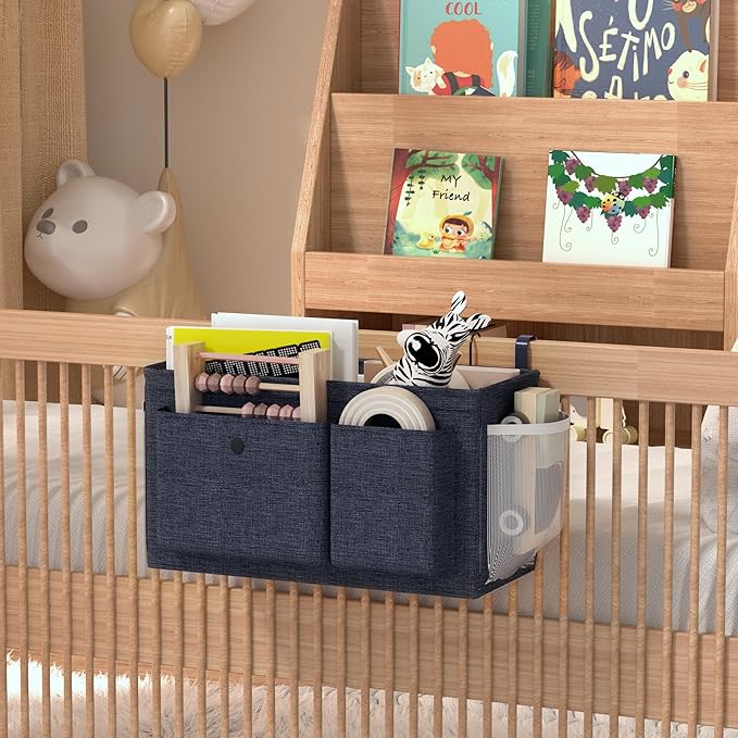 Bedside Caddy Bedside Storage Hanging Organizer for Bunk Dorm Bed Rail | Bed Caddy with Hooks, Top Bunks and Dorm Essentials for Water, Tissues, Tablets, Books, Phones, Remotes and Other Necessories
