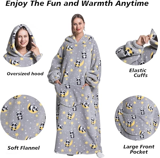 Blanket Hoodie, Long Hooded Blanket Sweatshirt as Birthday Gifts for Women Men, Long Wearable Blanket for Women Men.