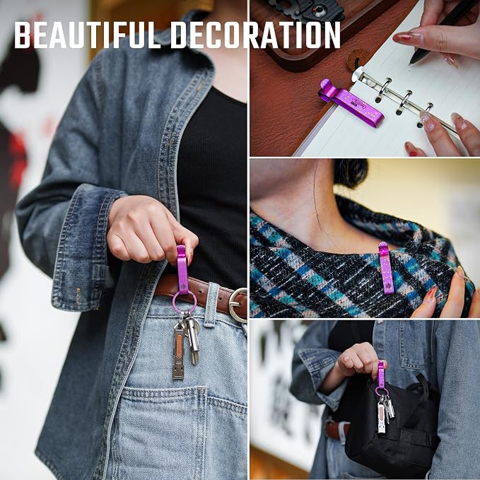 KeyUnity KM00 Titanium Belt Loop Keychain Clip Double Side Quick Release Key Holder with Detachable Key Ring