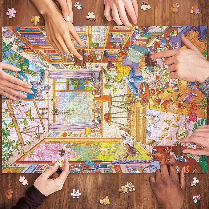 1000 Piece Jigsaw Puzzles for Adults,Sunny Greenhouse Puzzle with 1:1 HD Poster, Precise Interlocking, Letter Markings on Back, Dust-Free, Stress Relief & Ideal Family Game Gift