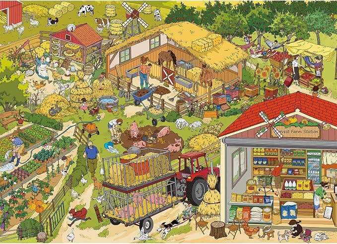 1000 Piece Jigsaw Puzzles for Adults, Harvest Farm Puzzle with 1:1 HD Poster, Precise Interlocking, Letter Markings on Back, Dust-Free, Stress Relief & Ideal Family Game Gift