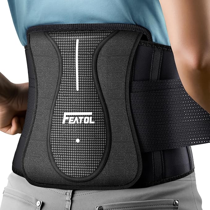 FEATOL Back Brace for Lower Back Pain Wide Coverage 360° Strong Lumbar Support with Removable Pad, Adjustable Waist Support Belt for Men Women, Size 4XL 63''-68.9''