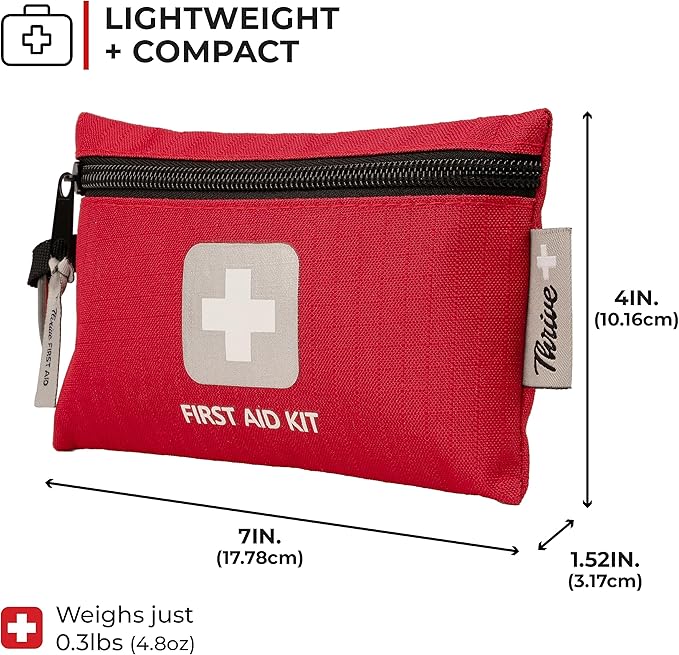 Thrive Mini First Aid Kit - Waterproof Rip-Stop Travel Med Kit, Compact Travel Essentials, 66-Piece Set
