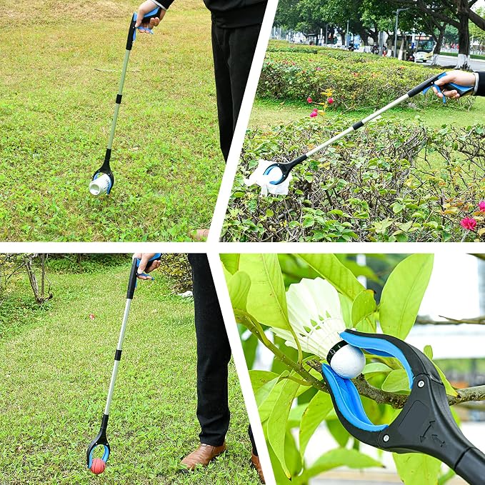 2-Pack Grabber Reacher Tool,32 Inch Foldable Reacher Grabber Pickup Tool with Strong Grip Magnetic,360°Rotating Anti-Slip Jaw,Trash Claw Grabber Tool,Grabbers for Seniors for Outdoor & Indoor (Blue)