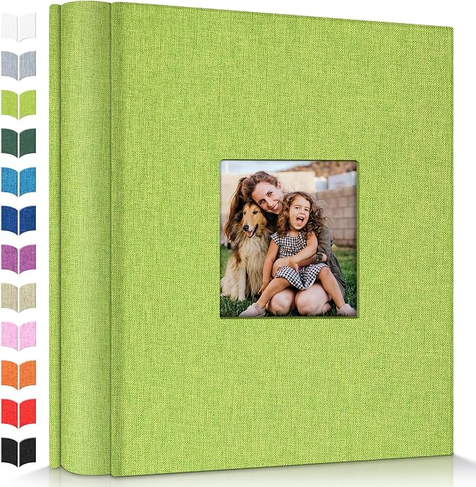 Artfeel Photo Album 4x6 with 600 Pockets,Slip-in Picture Albums,Linen Cover Memory Book with Front Window,White Page Vertical Photo Book for Wedding,Family,Anniversare,Baby,Vacation