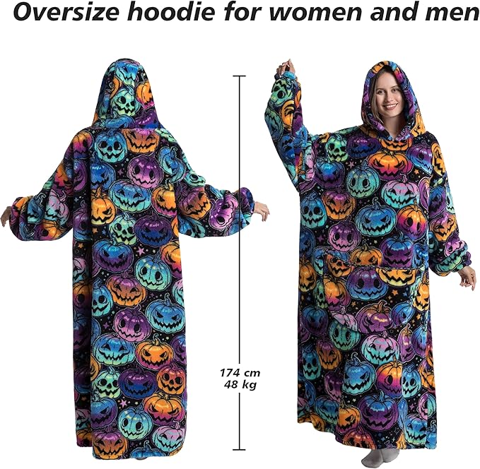 Blanket Hoodie, Long Hooded Blanket Sweatshirt as Birthday Gifts for Women Men, Long Wearable Blanket for Women Men.